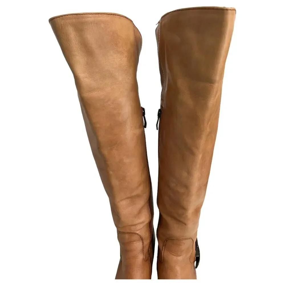 Vince Camuto Boots Womens 6 Bedina 2 Leather Tall Western Boho Buckle Brown